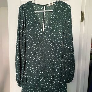Abercrombie & Fitch Green Polka Dot Long Sleeve fall dress, size Small